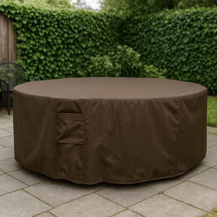 600D Schutzhülle für runden Gartentisch – Luxus Dunkelbraun